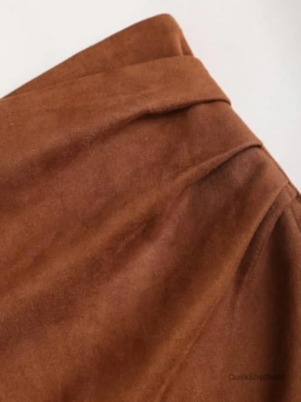 Suede Wrap Skirt Bodycon High Waist Tulip Hem Mini